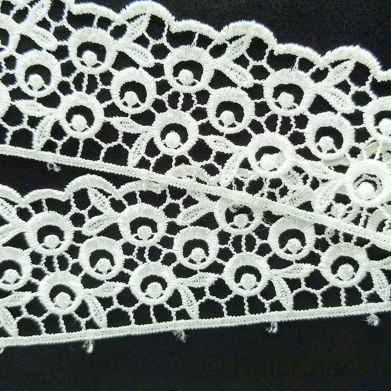 Off White Flower Embroidery Floral Lace Trim, Crochet Lace, Dyeable Trim