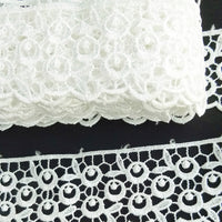 Thumbnail for Off White Flower Embroidery Floral Lace Trim, Crochet Lace, Dyeable Trim