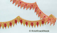 Thumbnail for Red / Off White / Pink And Gold One Yard Scallop Lace Trim 28mm Wide