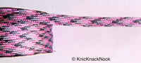 Thumbnail for Pink / Silver / Light Pink And Grey Thread Lace Trim, Basket Weave, Friendship Bracelet