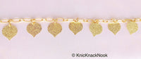 Thumbnail for Gold Chain Metal Trim, Metallic Chain with Gold Shimmer Leaf Charms, Beaded Bohemian trim