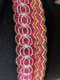 Thumbnail for Gimp Trim With Neon Embroidery, Thread Trim, Approx. 32 mm wide, Trim By 9 Yards, Decorative Trim Craft Ribbon Costume Trimming Fashion Trim