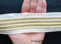 Thumbnail for Off White And Gold, Superior Quality Rhinestone And Pearl Trim, Wedding Trim