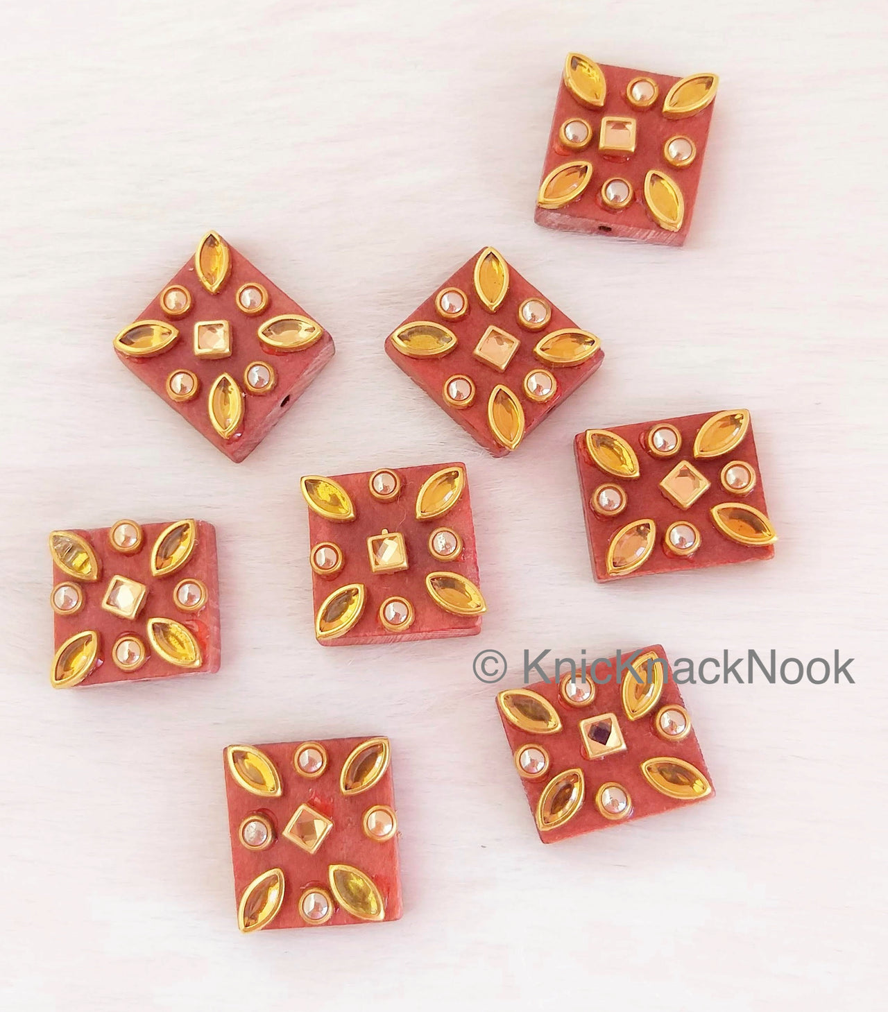 Brown Square Wood Buttons