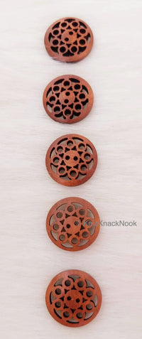 Thumbnail for Filigree Brown Round Wood Buttons