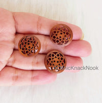 Thumbnail for Filigree Brown Round Wood Buttons