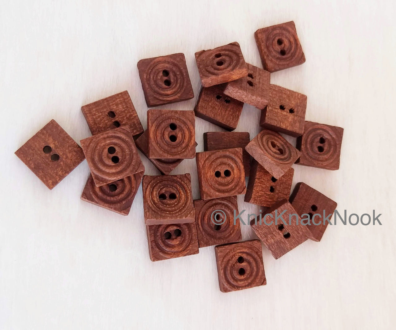 Filigree Brown Square Wood Buttons