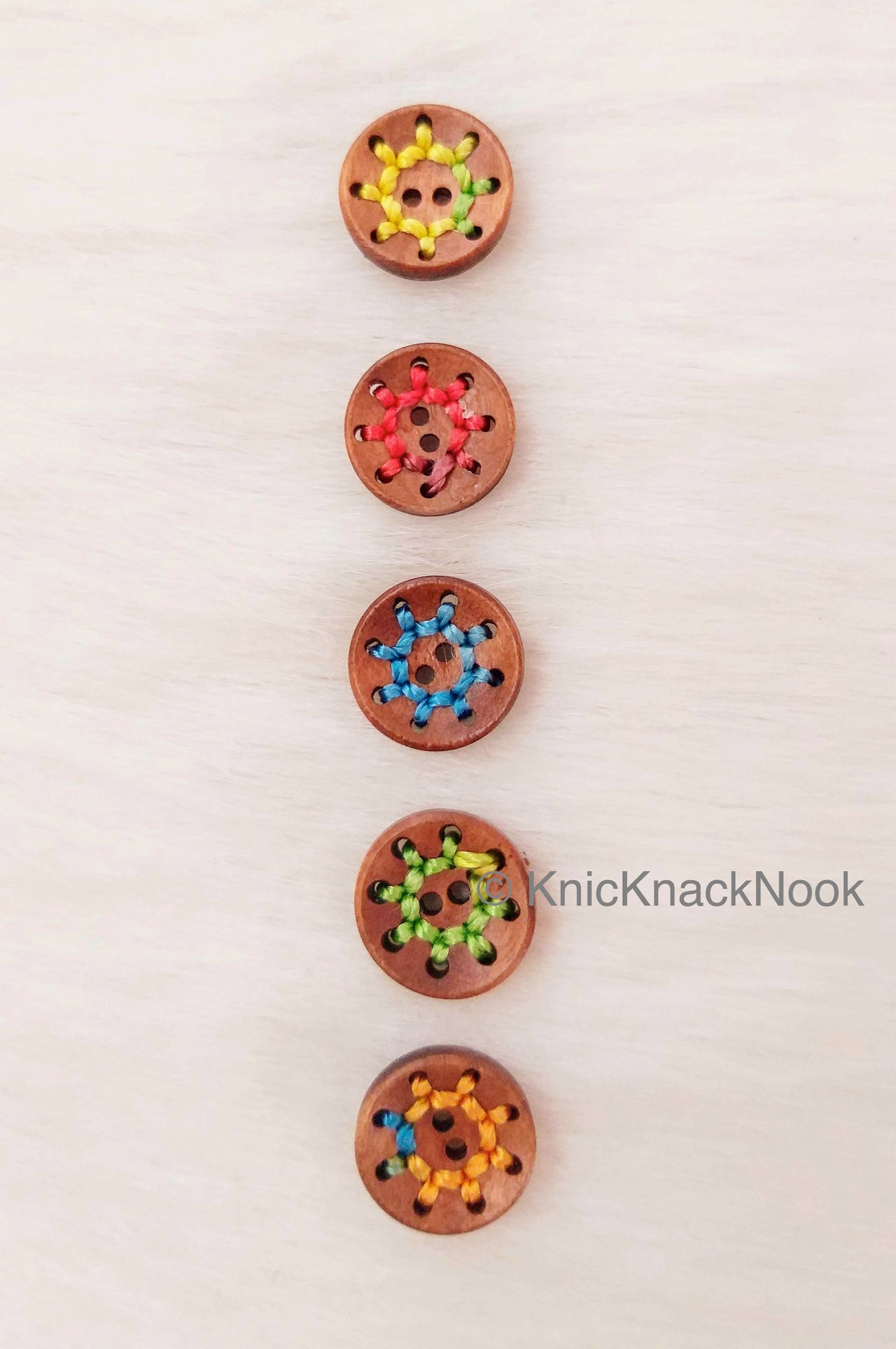 Natural Wood Round Buttons