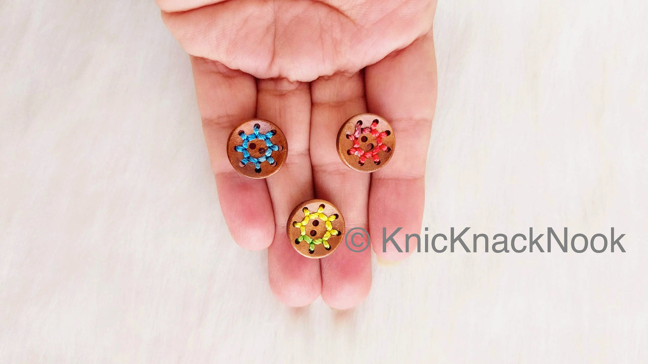Natural Wood Round Buttons