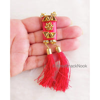Thumbnail for Red Buttons with Kundan Beads And Tassels, Indian Tassels, Wedding Supplies
