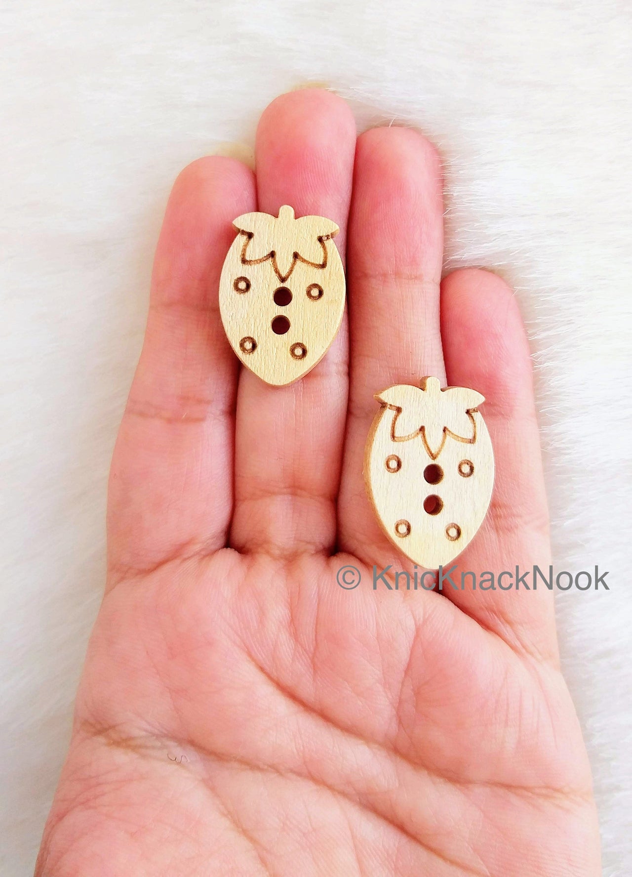 Wood Strawberry Buttons