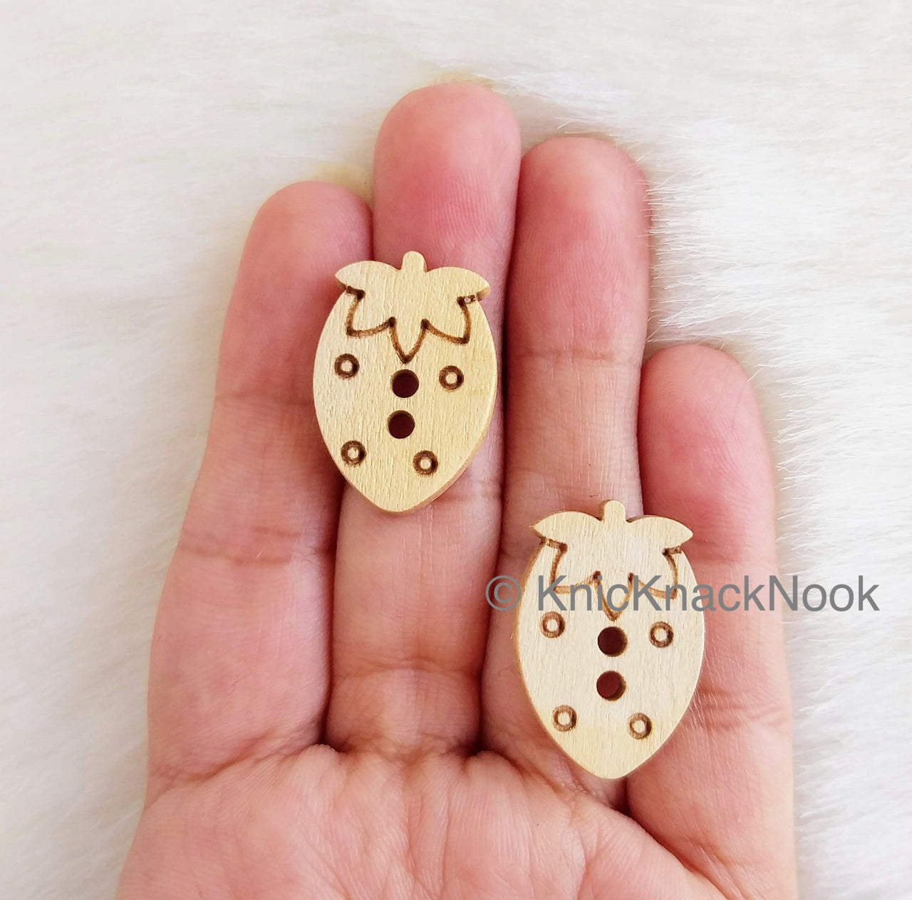 Wood Strawberry Buttons