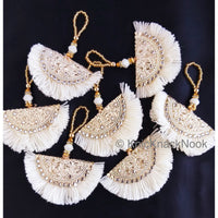 Thumbnail for Fan Tassels With Silver and Gold Filigree Embellishments, Wool Tassels, Embellishments