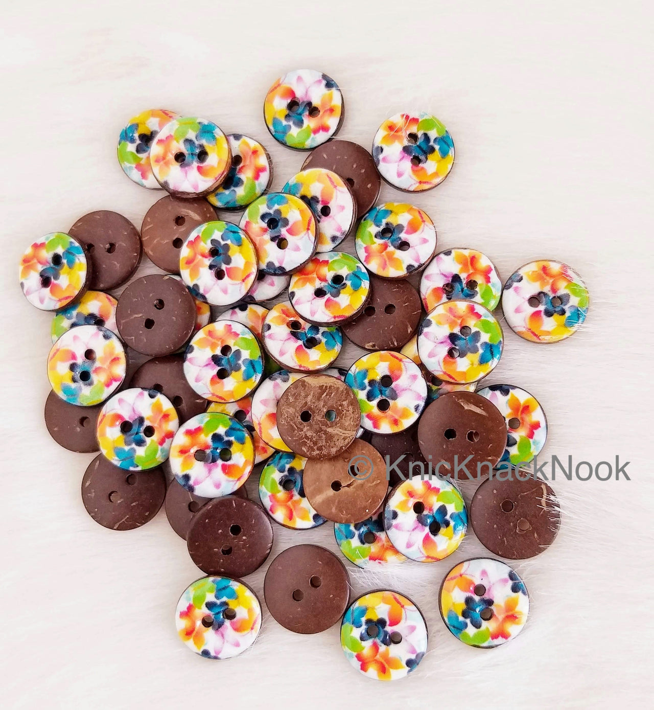 Butterflies Print Multicoloured Round Wood Buttons