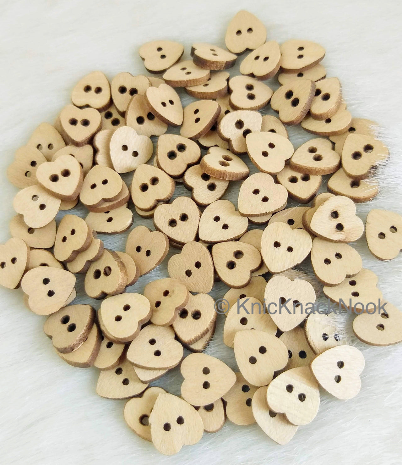 Brown Heart Shaped Wood Buttons