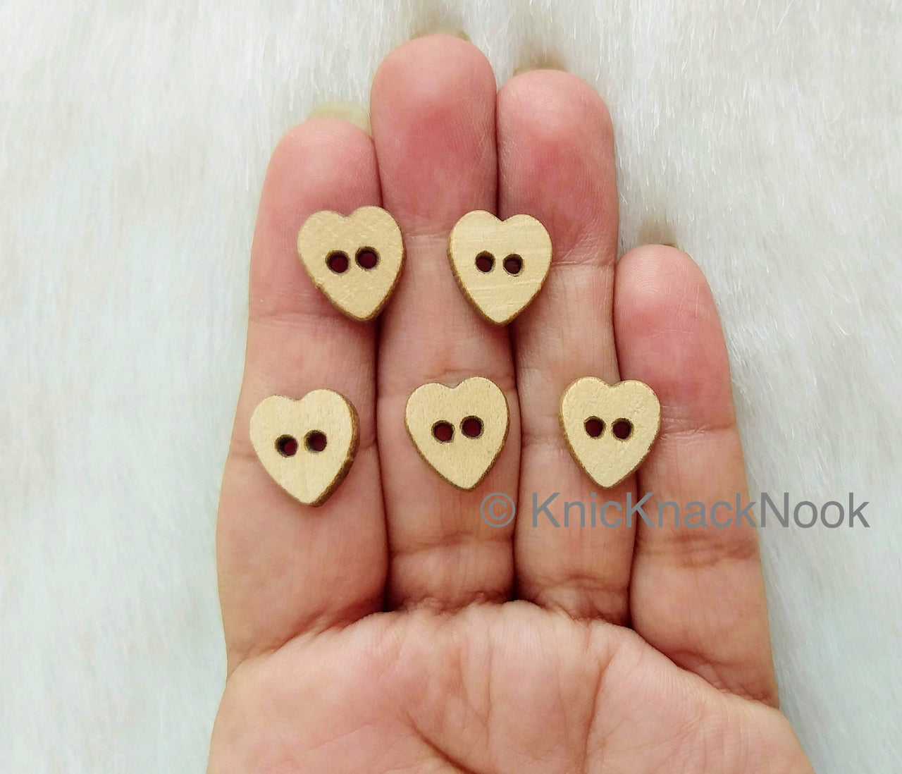 Brown Heart Shaped Wood Buttons