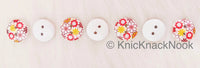 Thumbnail for Red And Yellow Floral Print Round Wood Buttons