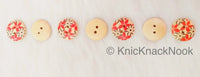 Thumbnail for Red And Black Floral Print Round Wood Buttons