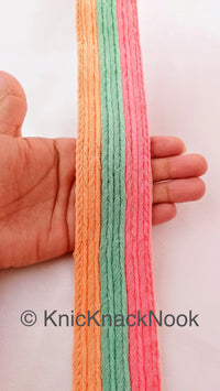 Thumbnail for Pink, Summer Green And Light Salmon Thread Stripes Trim