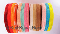 Thumbnail for Pink, Blue And Yellow Thread Stripes Trim, Cotton Embroidered Trim