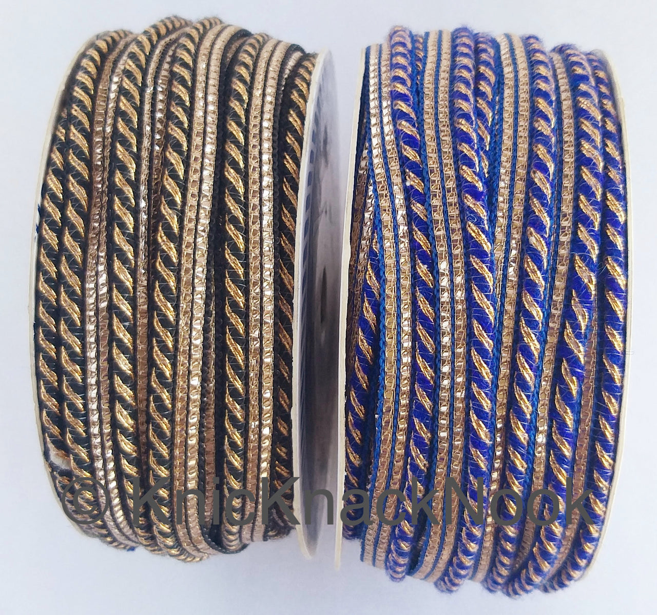 Royal Blue / Black And Gold Stripes Piping Cord Trim