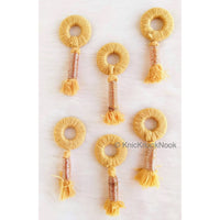 Thumbnail for Fuchsia Pink / Brown Threaded Ring Tassels, Zardosi Dangle Tassel, Indian Latkans