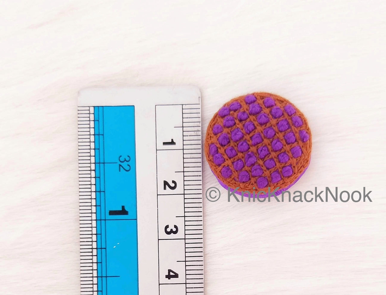 Purple / Blue And Brown Embroidered Buttons