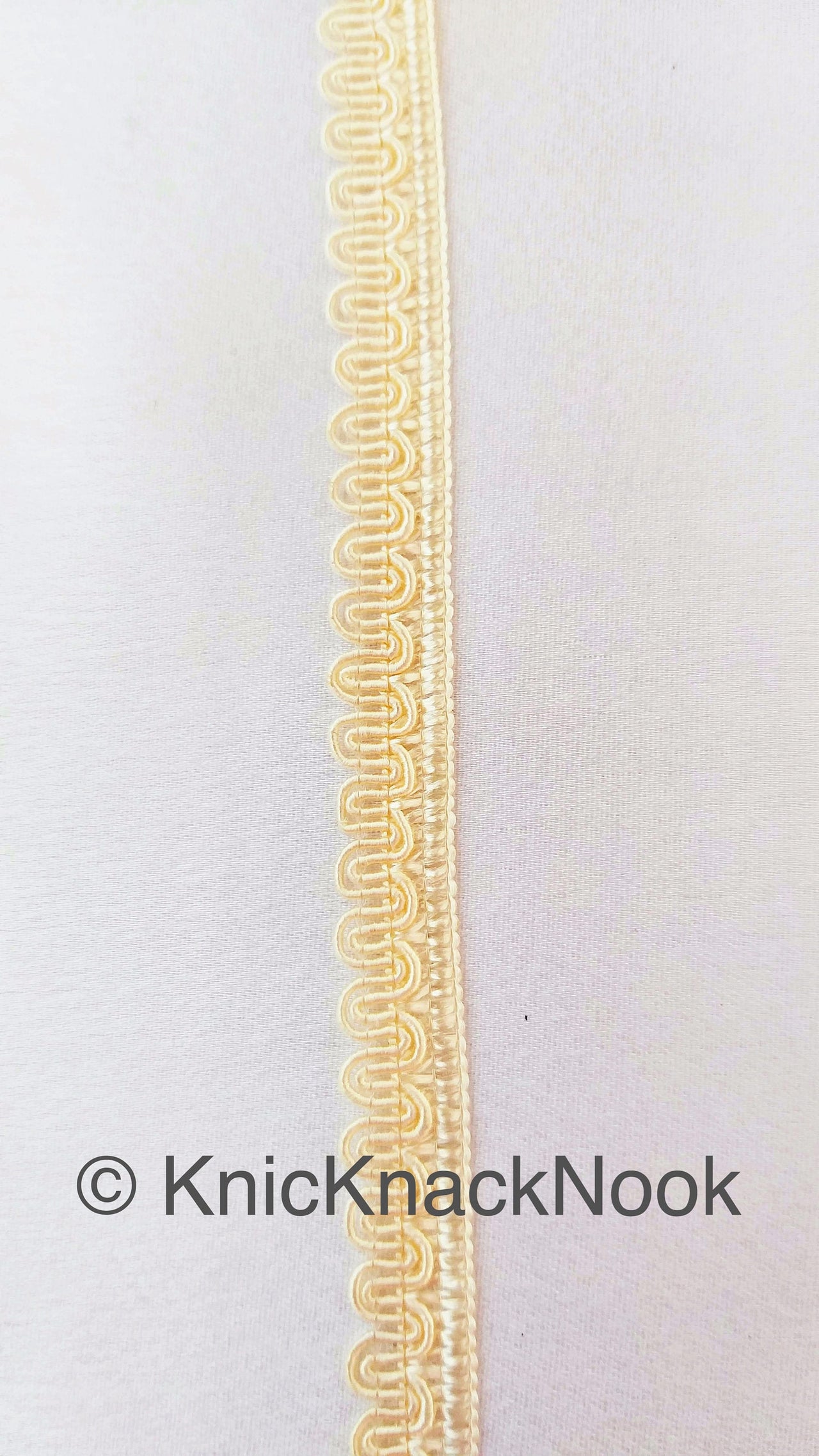 Beige Thread Woven Trim Embellished, Fringe Trim, Approx. 10 mm wide