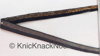 Thumbnail for Wholesale Black Velvet Trim With Gitter Gold Detail, Border Piping, Velvet Ribbon