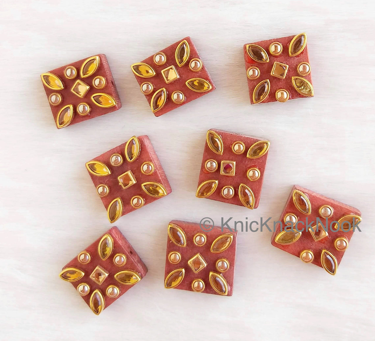 Brown Square Wood Buttons