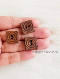 Thumbnail for Filigree Brown Square Wood Buttons