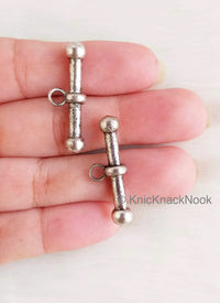 Thumbnail for Antique Bronze / Silver Zinc Alloy Bar Charm Pendant, Metal Buttons, Charms
