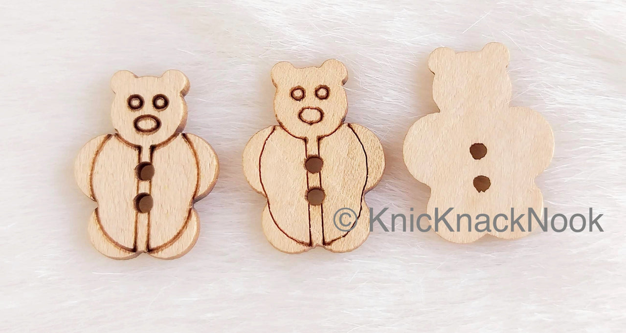 Wood Teddy Bear Buttons