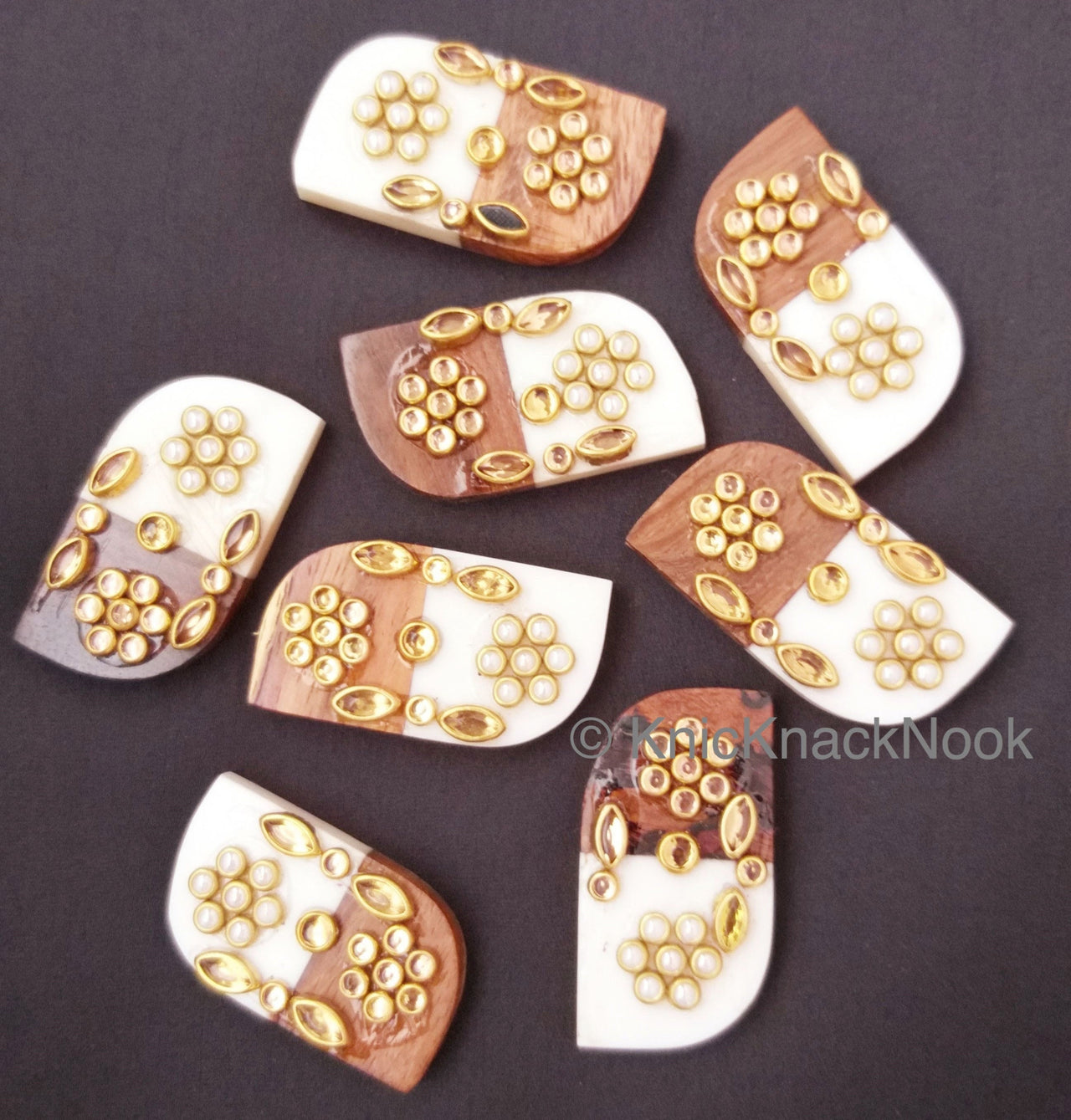 White And Brown Wood & Acrylic Buttons
