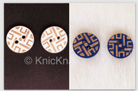 Thumbnail for White / Blue Round Wood Buttons