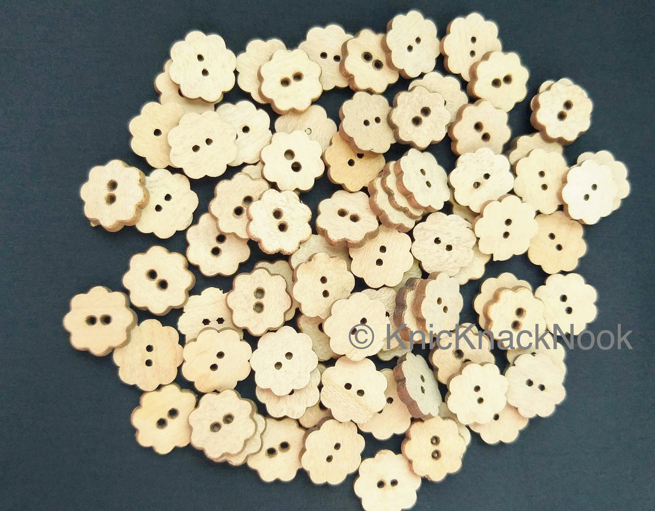 Brown Flower Shaped Wood Buttons