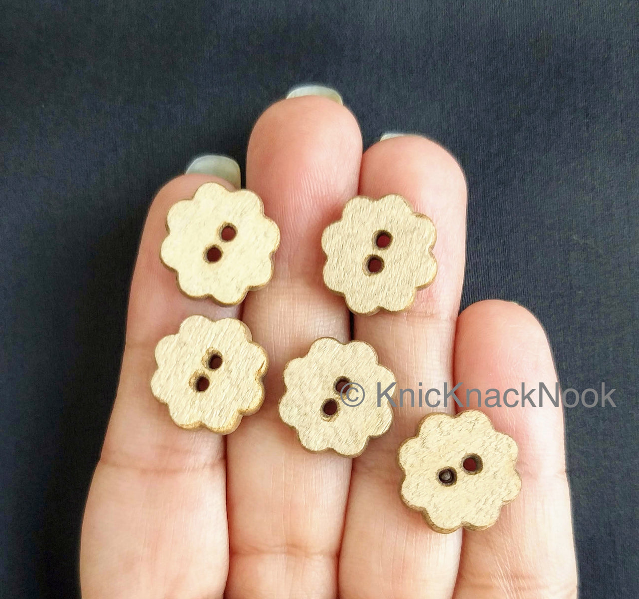 Brown Flower Shaped Wood Buttons