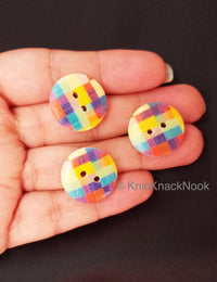 Thumbnail for Chequered Print Multicoloured Round Wood Buttons