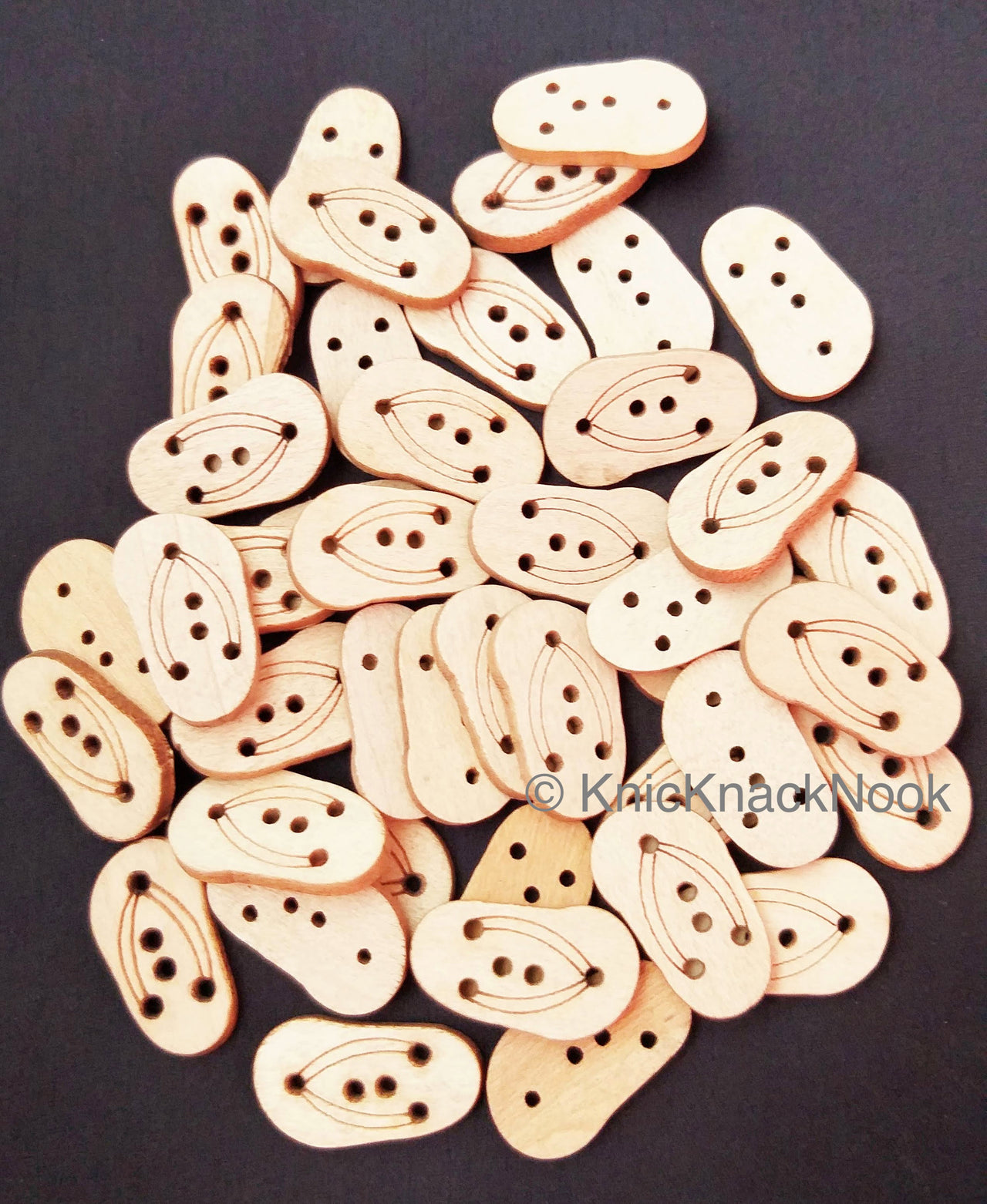 Brown Flip Flops Shaped Wood Buttons