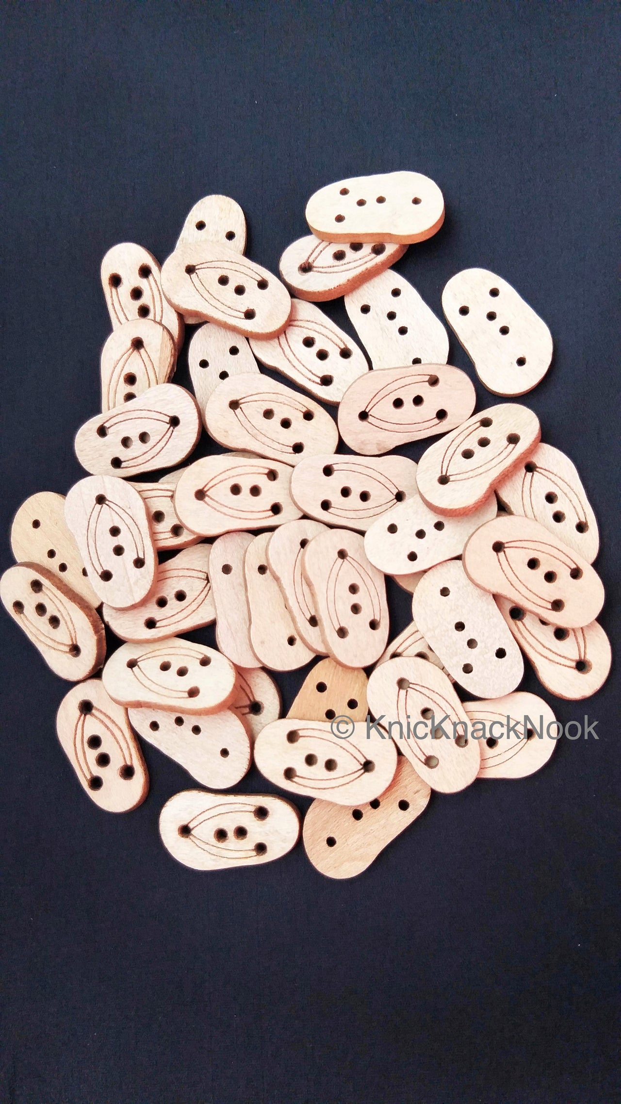 Brown Flip Flops Shaped Wood Buttons