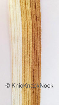 Thumbnail for Off White And Brown Thread Stripes Trim, Cotton Embroidered Trim, One Yard Lace Trim