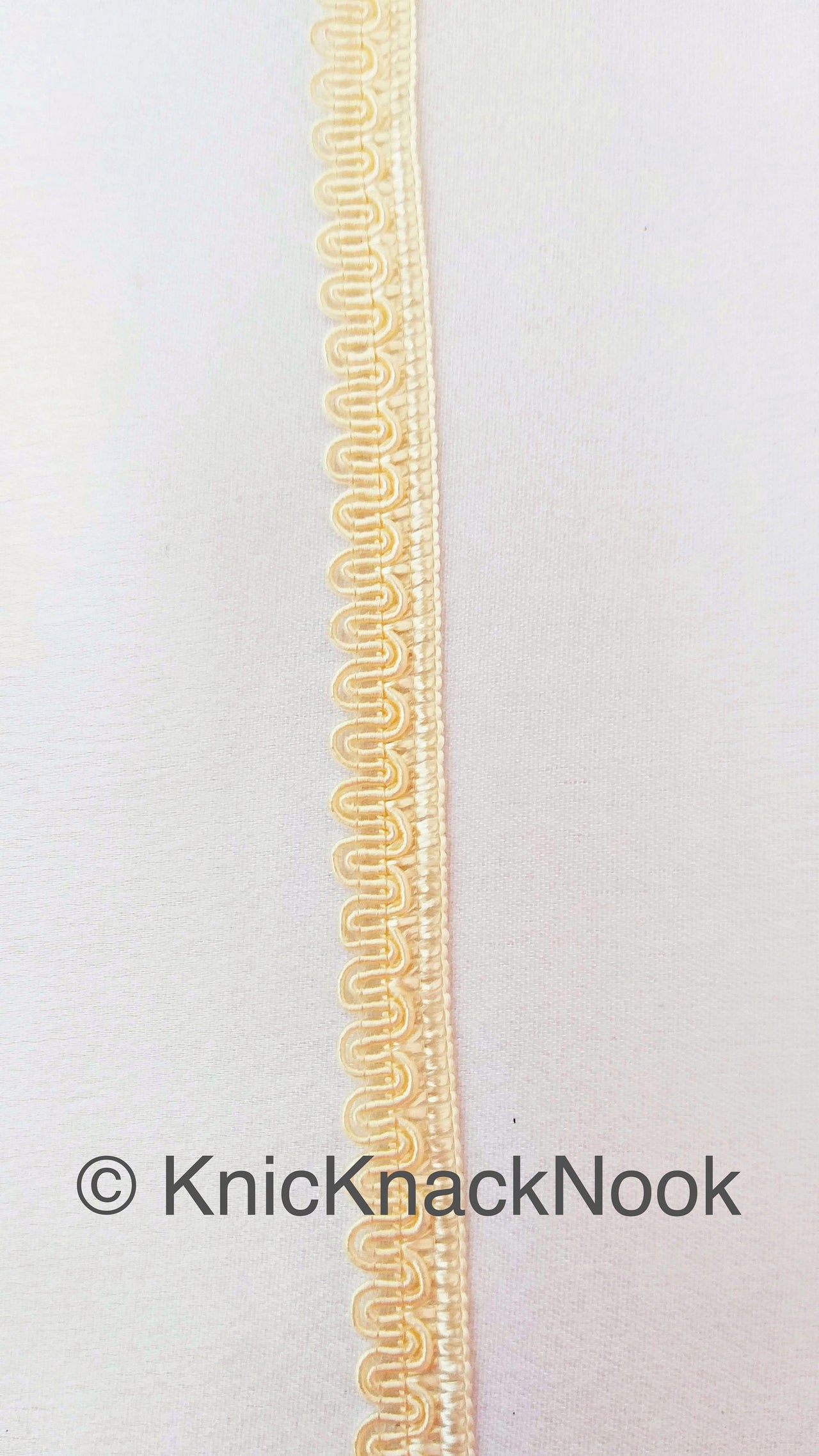 Beige Thread Woven Trim Embellished, Fringe Trim, Approx. 10 mm wide