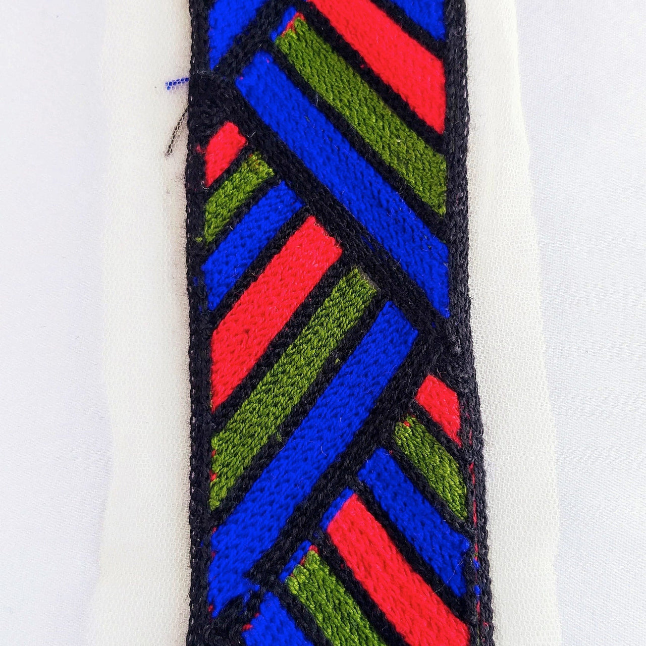 Beige Net Lace in Blue Embroidery, Geometric Pattern Trim, Indian Embroidered Trim Craft Ribbon Decorative Trim Costume Trim Trim By Yard