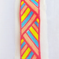 Thumbnail for Beige Net With Coral Pink, Blue, Yellow And Red Embroidery
