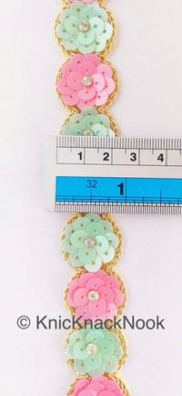 Thumbnail for Pink And Green Sequins Trim