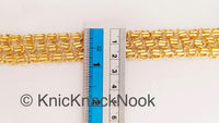 Thumbnail for Gold Thread Trim With Gold Bugle Beads, Embroidered Lace Trim, Handmade Trim