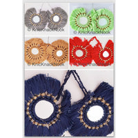Thumbnail for Mirrored Tassels In Grey / Green / Brown / Red / Blue, Crochet Mirror Tassel, Handmade Latkan Boho