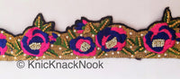 Thumbnail for Floral Embroidered Fabric Trim In Gold, Black, Pink