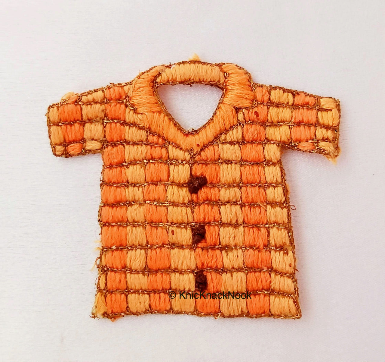 Hand Embroidered T-shirt Applique In Orange and Brown Embroidery, Appliqué Patch, Tshirt Applique