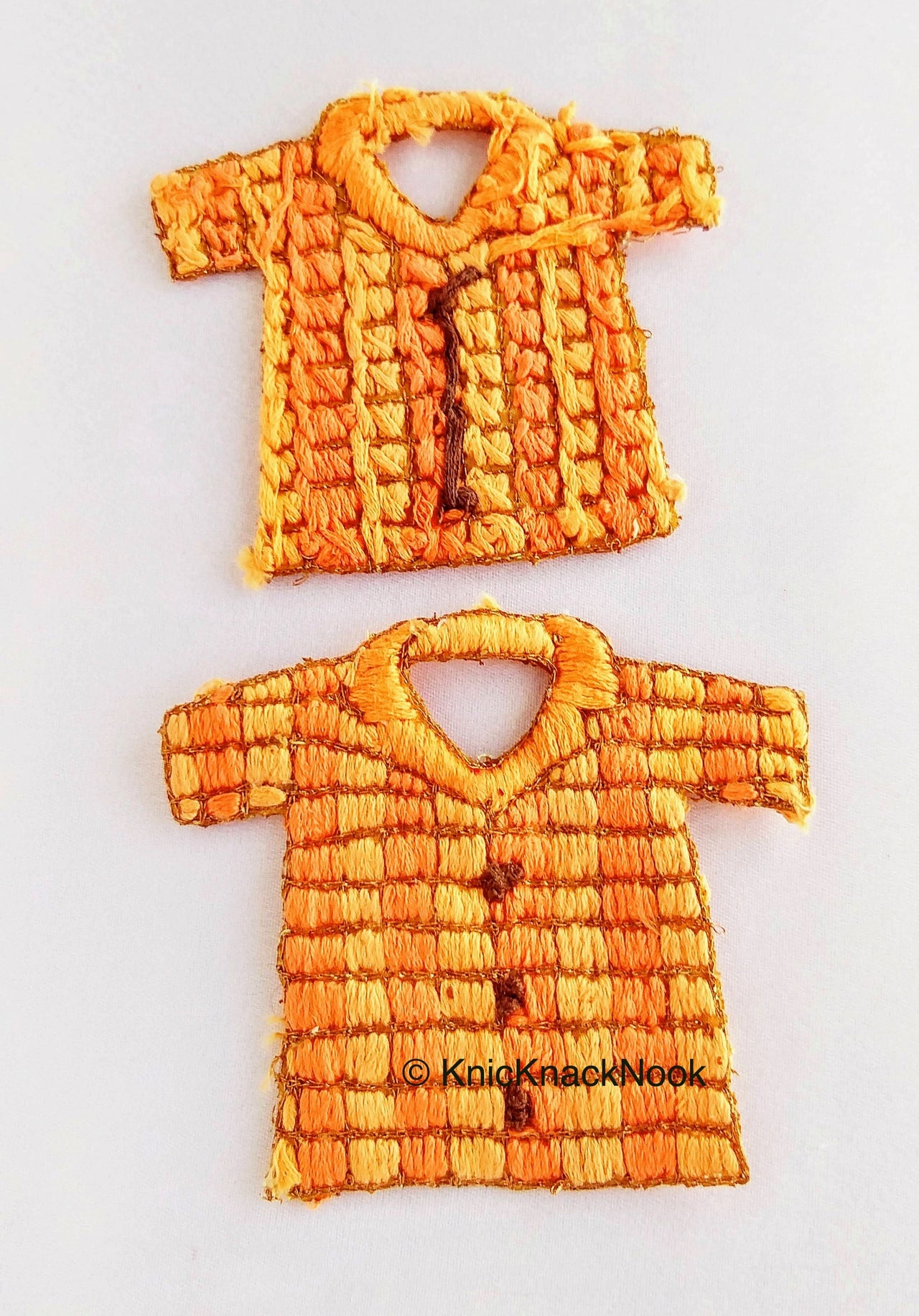 Hand Embroidered T-shirt Applique In Orange and Brown Embroidery, Appliqué Patch, Tshirt Applique